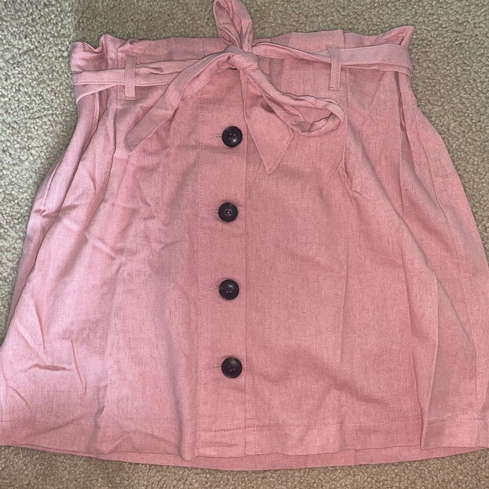 Ci Sono Pink Linen Skirt